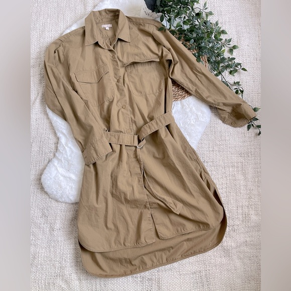 GAP Dresses & Skirts - Gap belted shirt dress in light brown beige size s